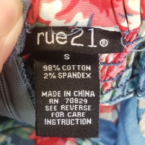 🎀👗 Rue21 Strapless Floral Print Dress Blue Small - Picture 3 of 4